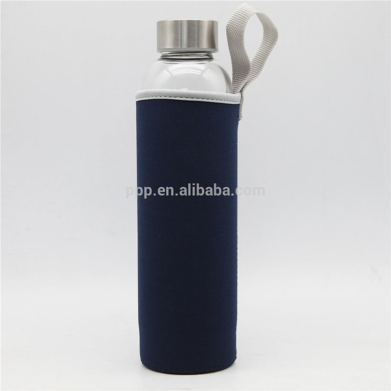 500ml single wall glass water tumbler with diving bag and rosebox/multiplied lid choice/clear body