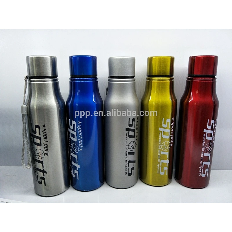 single wall stainless steel portable sports water bottle with string