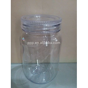 700ml BPA free double wall plastic honey mason jar wholesale with lid with handle