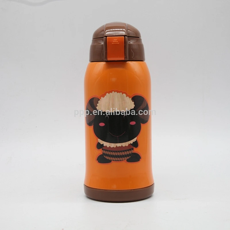 600ml double wall stainless steel logo customized kid's tumbler with wrist straw/push type switch/kid's bottle with cloth bag