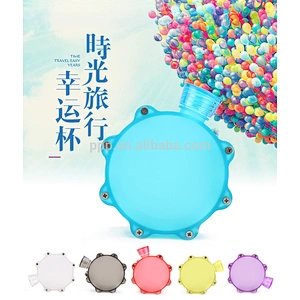 factory wholesale 300ml single wall plsatic logo customized flat water bottle with handle/color optional/portable
