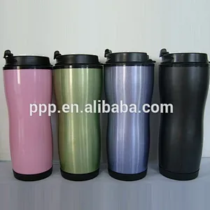 wholesale double wall inner plastic outer stainless steel leakproof water mug
