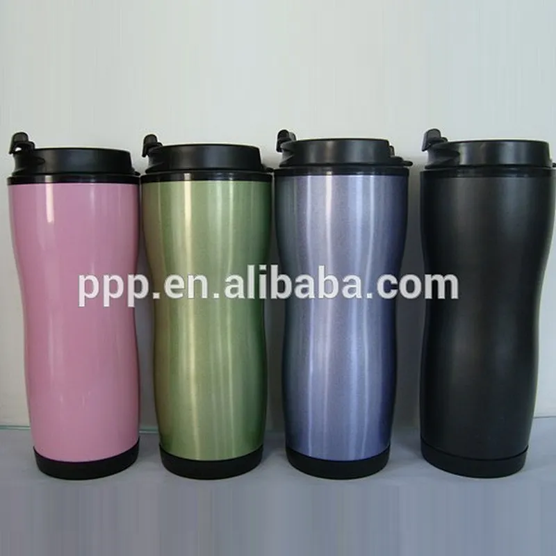 wholesale double wall inner plastic outer stainless steel leakproof water mug