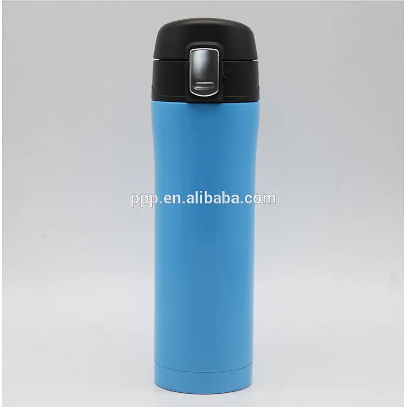 Double wall stainless steel vacuum water bottle with press lid