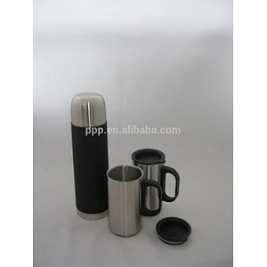1 flask and 2mugs vacuum flask gift set/promotional item/OEM acceptable mugs