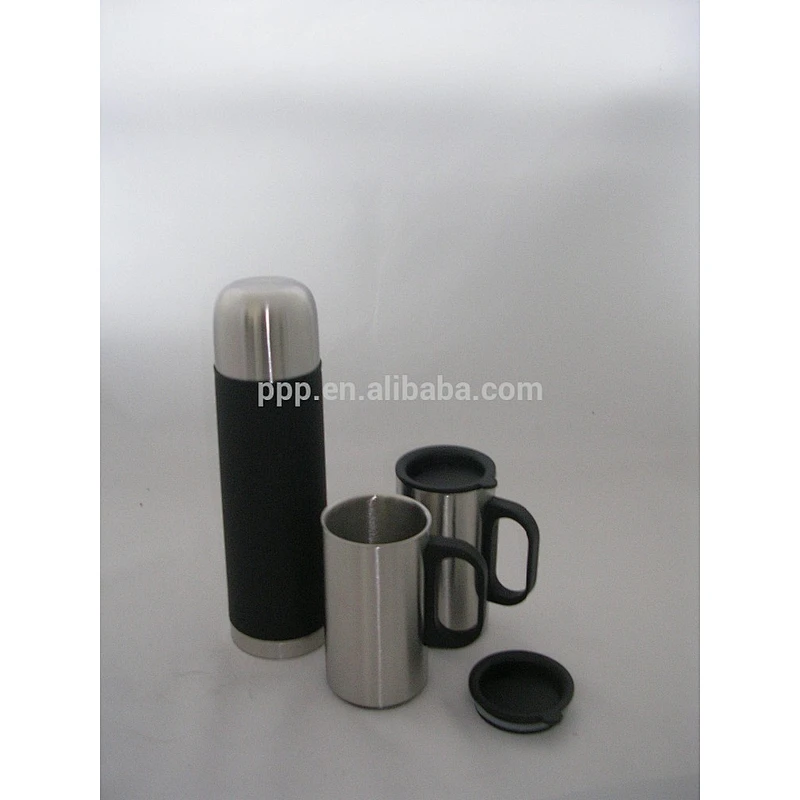 1 flask and 2mugs vacuum flask gift set/promotional item/OEM acceptable mugs