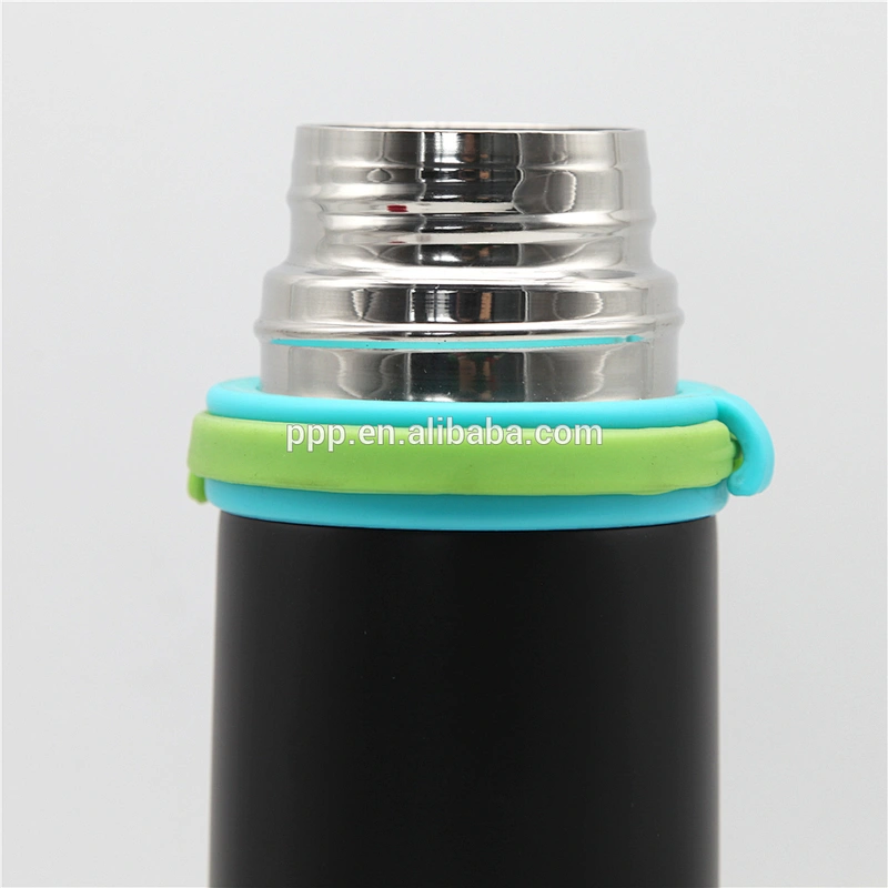 Double wall stainless steel insulated drinking water bottle with wrist strap