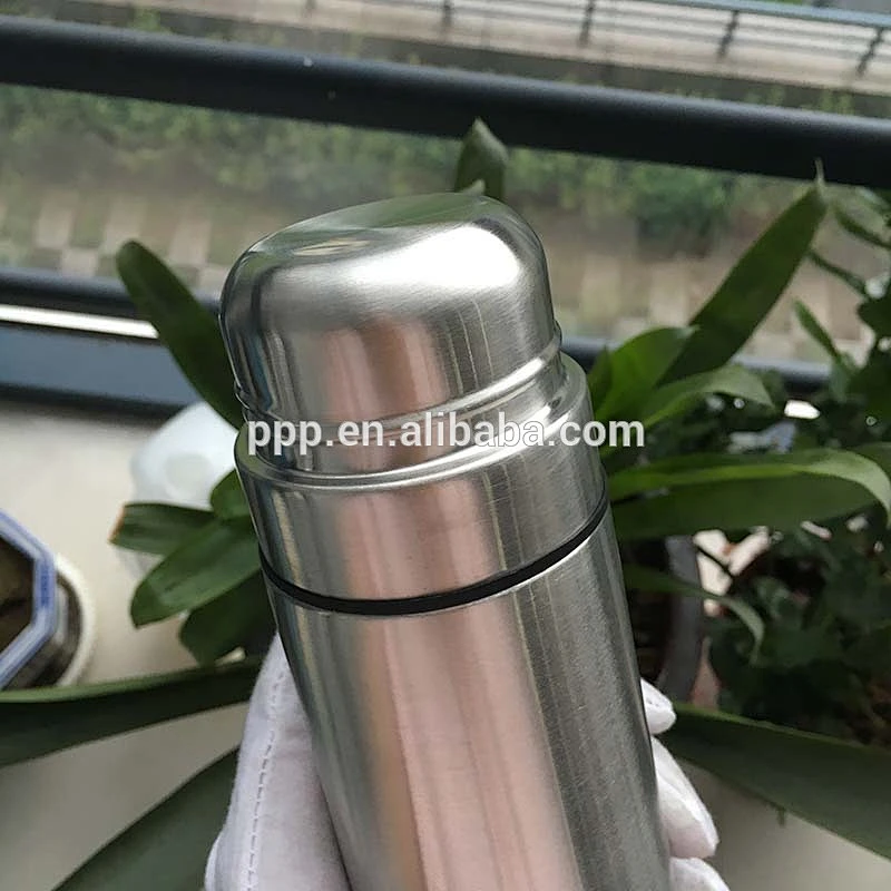Outdoor double wall stainless steel vacuum flask with two cup lid