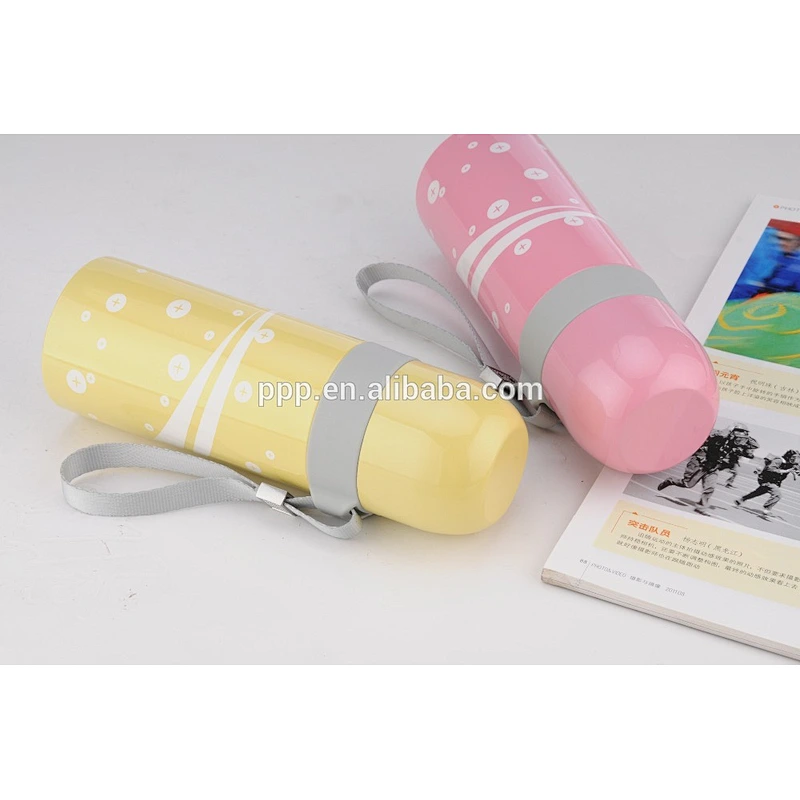 500ml 18/8 double wall stainless steel vacuum flask with plastic ring and strap