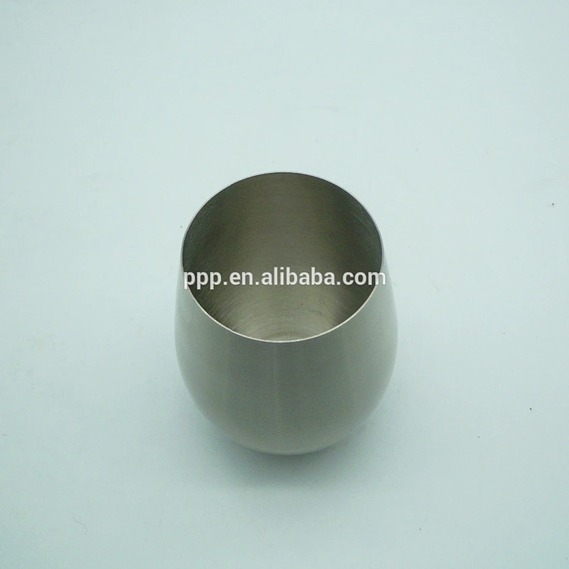 18oz single wall stainless steel high quality egg shaped stemless wine cup
