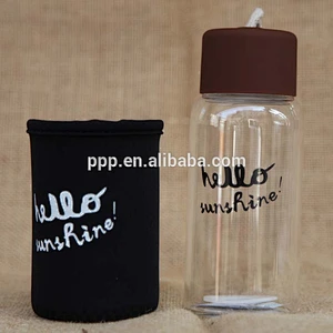 Easy Carry customizable logo Borosilicate Glass Sports Water Bottle