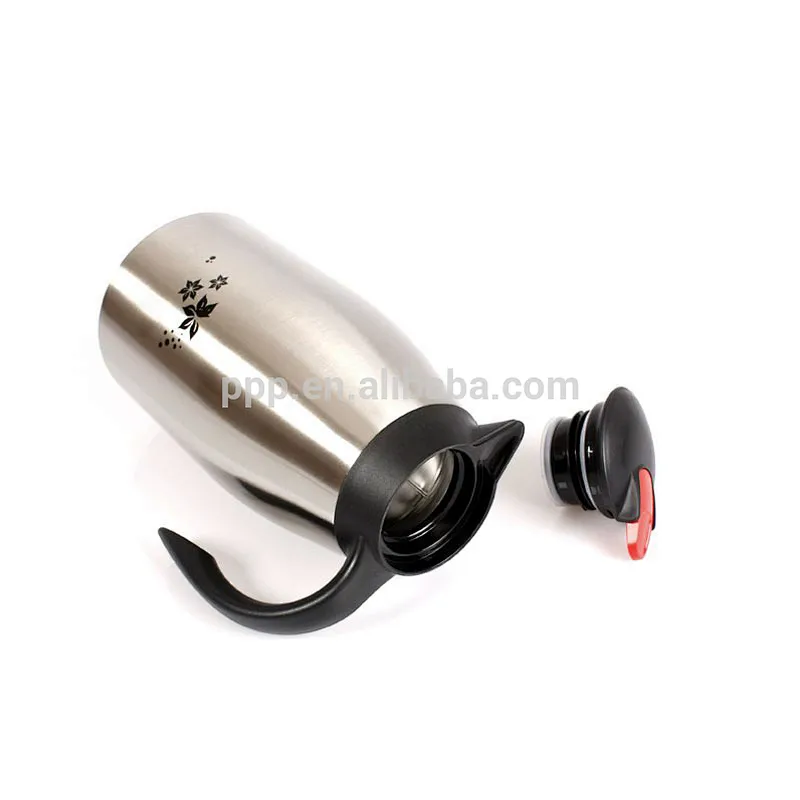 1.5/2.0L double wall stainless steel logo customized vacuum insulated coffee pot with fixed handle/skid-proof
