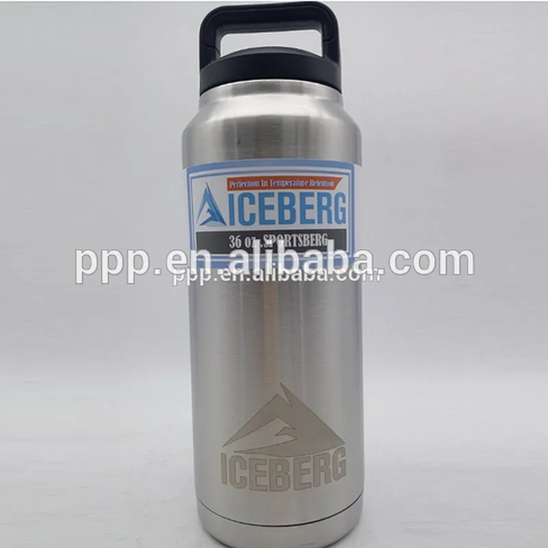 Double wall stainless steel water bottle with laser logo