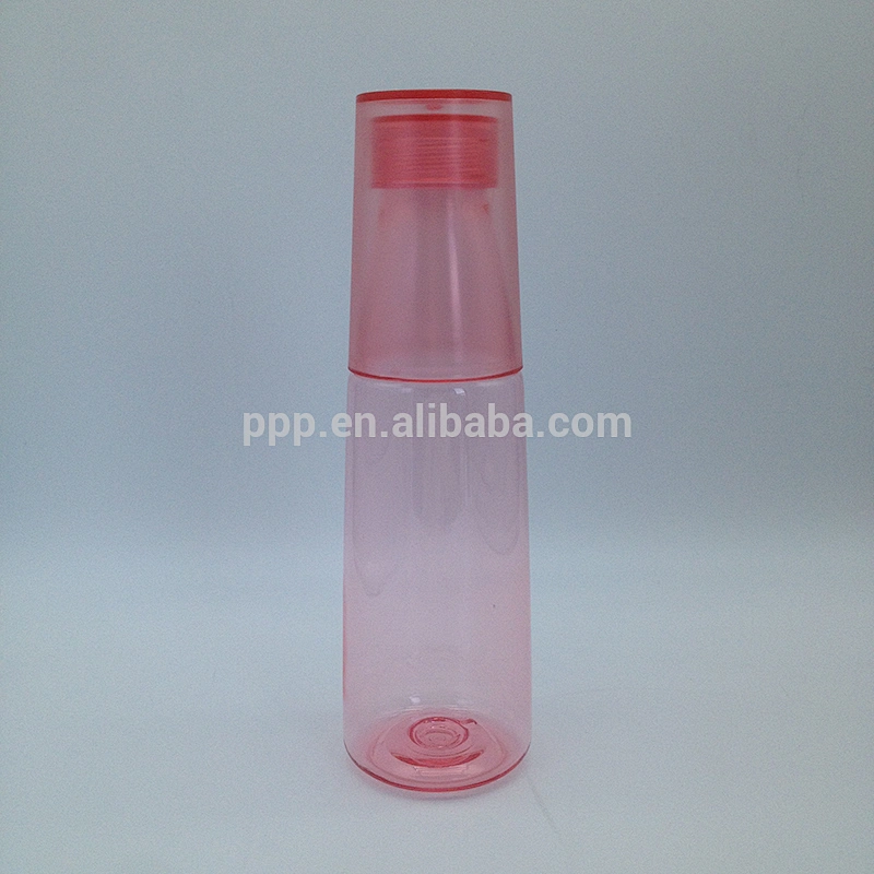 550ml/650ml eco-friendly BPA free logo customized single wall plastic bottle with a cup