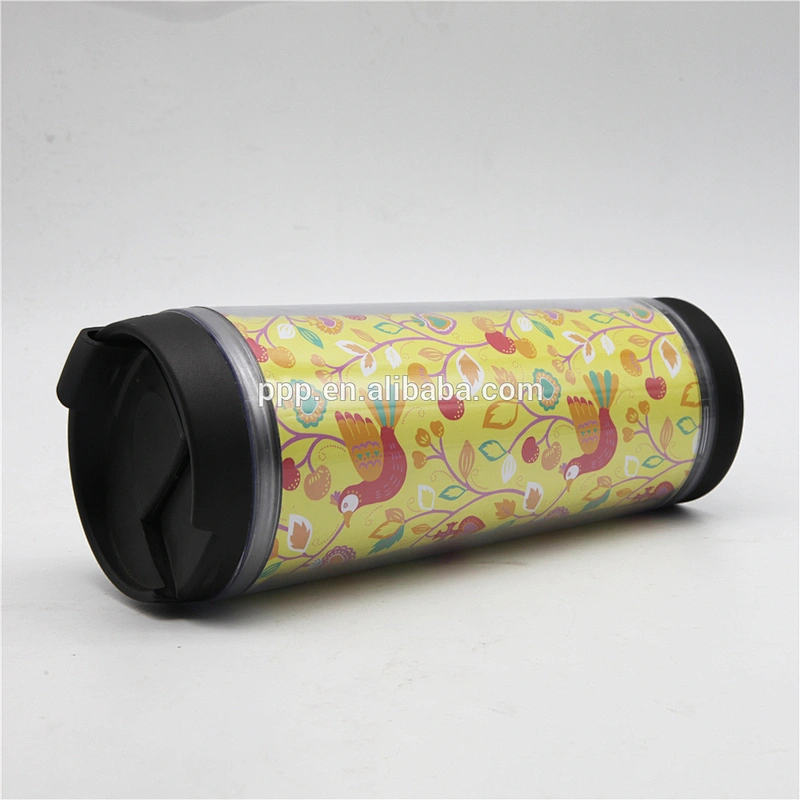 High quality detachable double wall plastic auto mug with paper insert