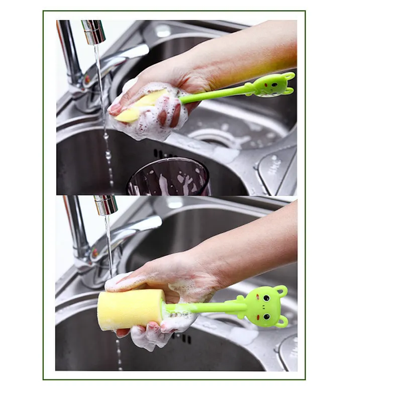 bear shaped sponge cup cleaning brush children color sponge bottle cleaning brushes