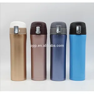 Double wall stainless steel vacuum water bottle with press lid