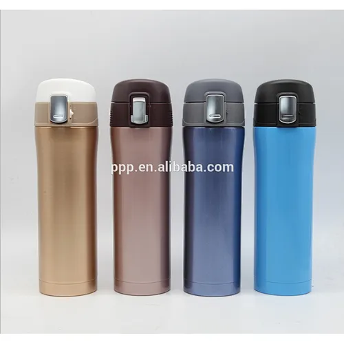 Double wall stainless steel vacuum water bottle with press lid