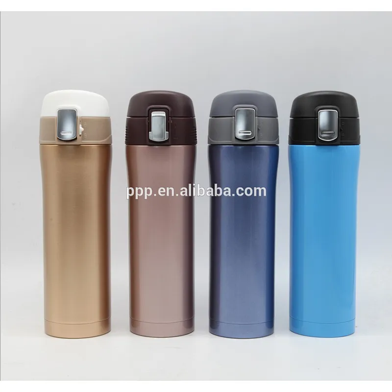 Double wall stainless steel vacuum water bottle with press lid