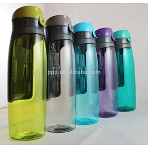 food grade BPA free factory direct wholesale logo customized single wall plastic bottle with money pocket and fixed handle