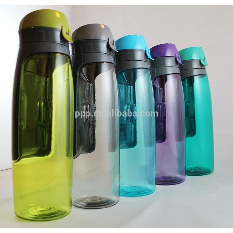 food grade BPA free factory direct wholesale logo customized single wall plastic bottle with money pocket and fixed handle