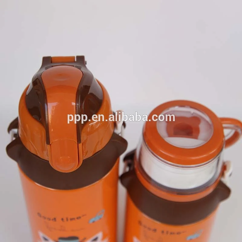 2018 Easy carring double wall stainless steel insulated kid's water bottle with straw and cup sleeve