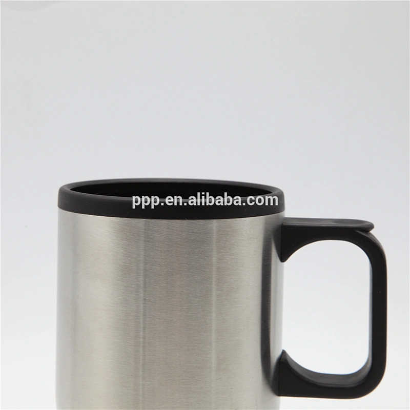 double wall plastic inner stainless steel outer travel mug coffee mug with handle