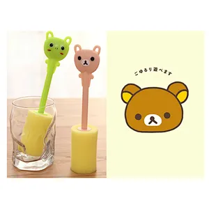 bear shaped sponge cup cleaning brush children color sponge bottle cleaning brushes
