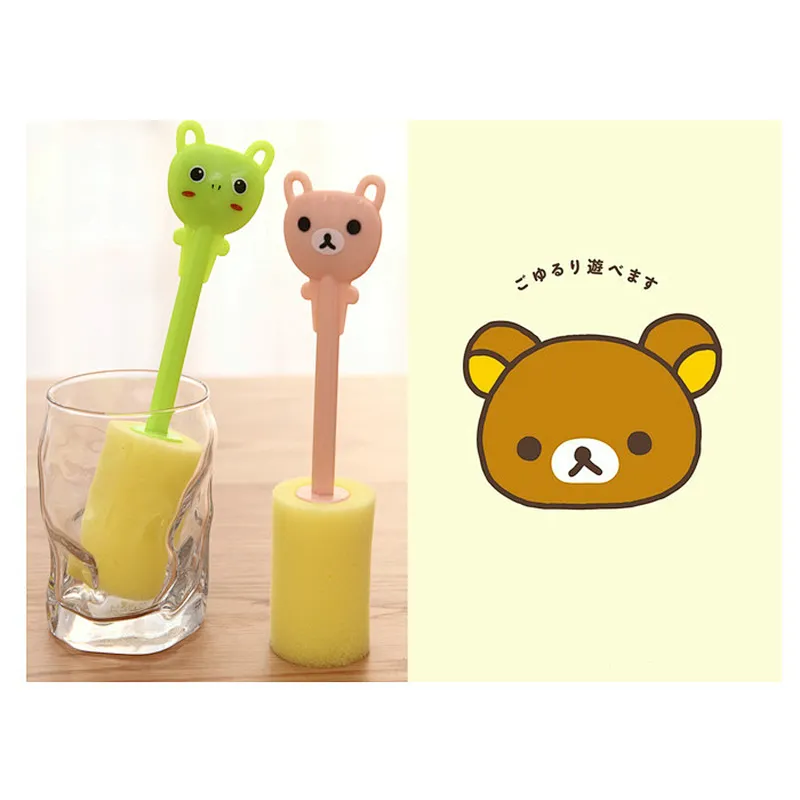 bear shaped sponge cup cleaning brush children color sponge bottle cleaning brushes