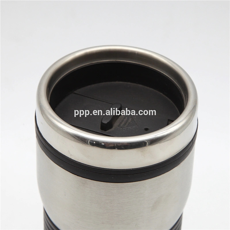 double wall fresh plastic inner stainless steel outer travel mug insulated auto mug custom printed