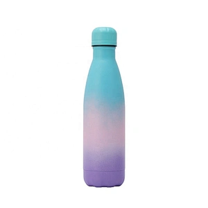 RTS Customized Gradient Powder Coating 500ml  Cola Shaped Gym Sports Water Bottle Double Wall Stainless Steel Vacuum Flask