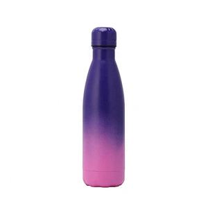 RTS Customized Gradient Powder Coating 500ml  Cola Shaped Gym Sports Water Bottle Double Wall Stainless Steel Vacuum Flask