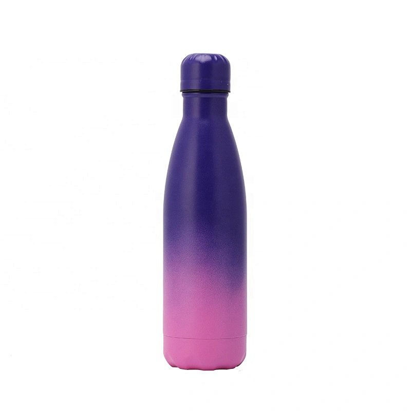 RTS Customized Gradient Powder Coating 500ml  Cola Shaped Gym Sports Water Bottle Double Wall Stainless Steel Vacuum Flask
