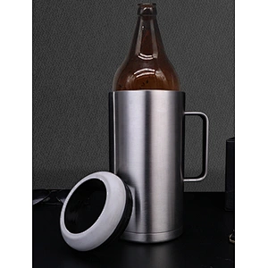 Custom Super Size 40oz Beer Can Holder with Handle for 64oz Beer Coka Beer Mug Stainless Steel  Vacuum Insulated