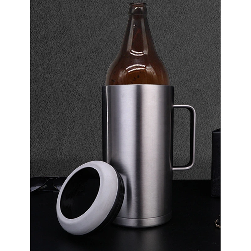 Custom Super Size 40oz Beer Can Holder with Handle for 64oz Beer Coka Beer Mug Stainless Steel  Vacuum Insulated