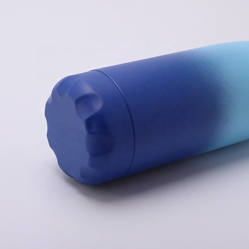 RTS Customized Gradient Powder Coating 500ml  Cola Shaped Gym Sports Water Bottle Double Wall Stainless Steel Vacuum Flask