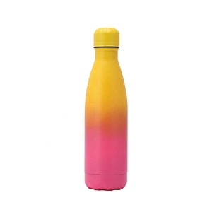 RTS Customized Gradient Powder Coating 500ml  Cola Shaped Gym Sports Water Bottle Double Wall Stainless Steel Vacuum Flask