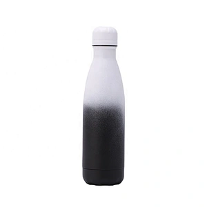 RTS Customized Gradient Powder Coating 500ml  Cola Shaped Gym Sports Water Bottle Double Wall Stainless Steel Vacuum Flask