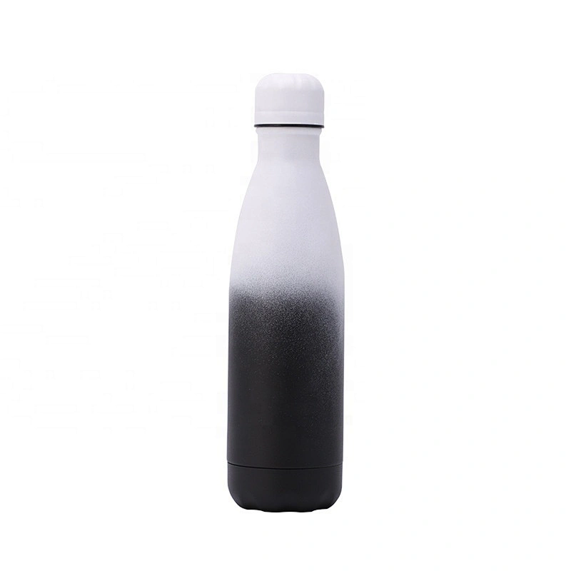 RTS Customized Gradient Powder Coating 500ml  Cola Shaped Gym Sports Water Bottle Double Wall Stainless Steel Vacuum Flask