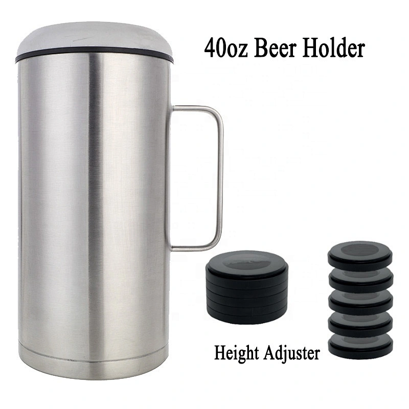 Custom Super Size 40oz Beer Can Holder with Handle for 64oz Beer Coka Beer Mug Stainless Steel  Vacuum Insulated