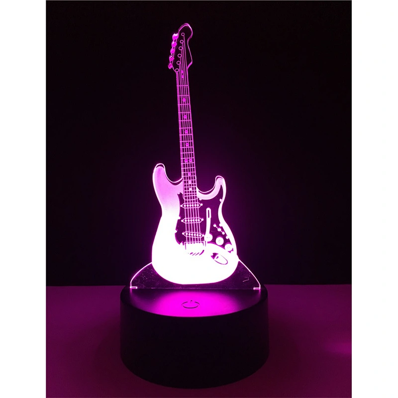 Hot selling 2019 New LED lamps creative 3D guitar shapt USB table acrylic lamp