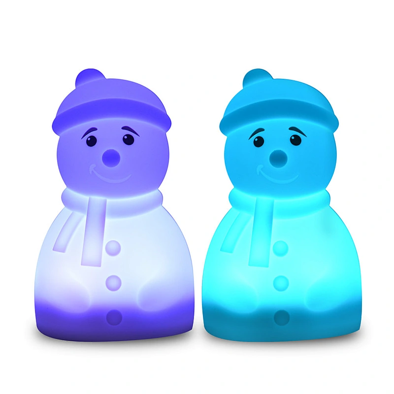 Custom Unique Silicone Snowman night light Colorful Gradient Baby Led Tap Night Light For Kids