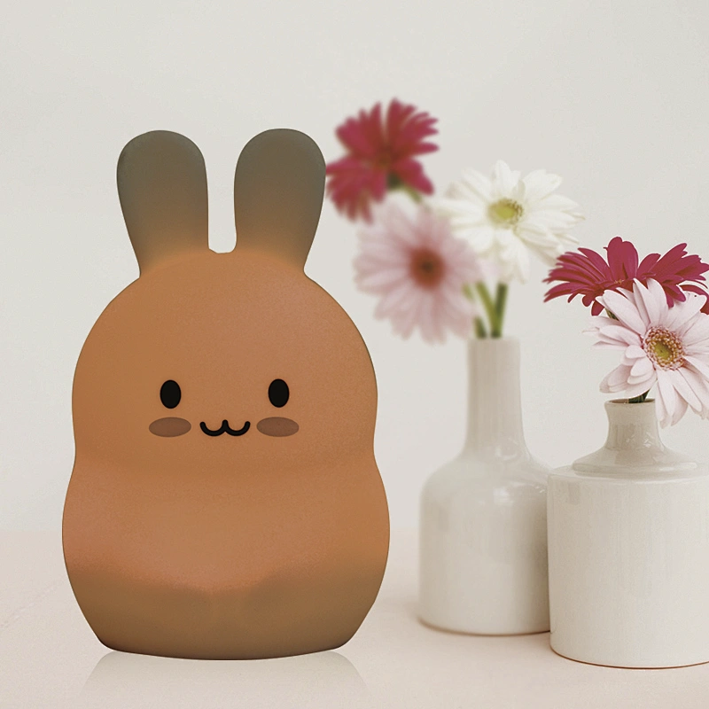 Portable cute animal silicone night light colorful rechargeable night lamp for kids