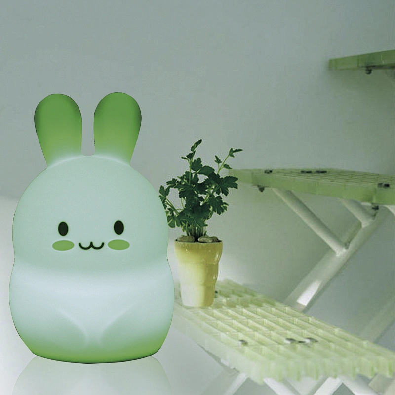 Portable cute animal silicone night light colorful rechargeable night lamp for kids