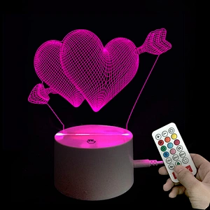 7 colors 3d table lamp customize illusion love with factory prices