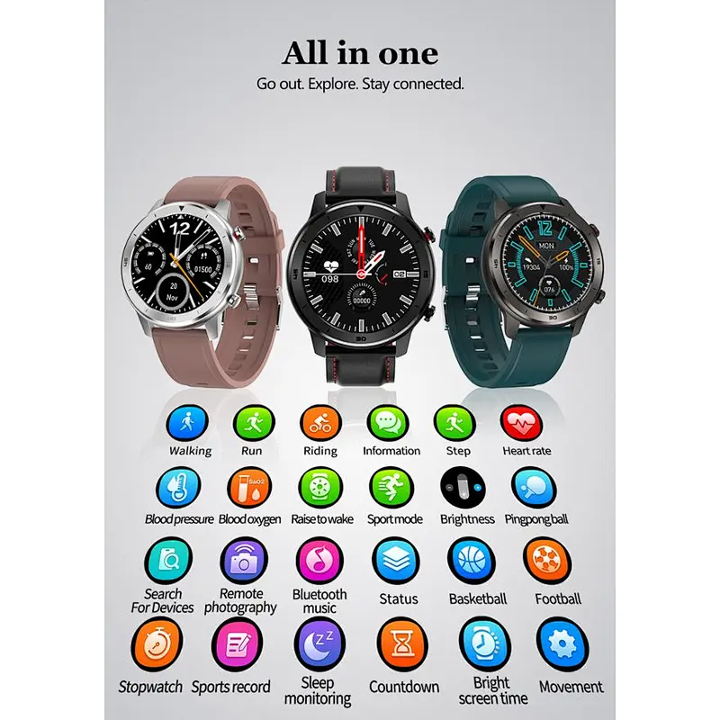 DT78 hot-selling wristwatch with ECG Bluetooth connection IP68 waterproof bracelet