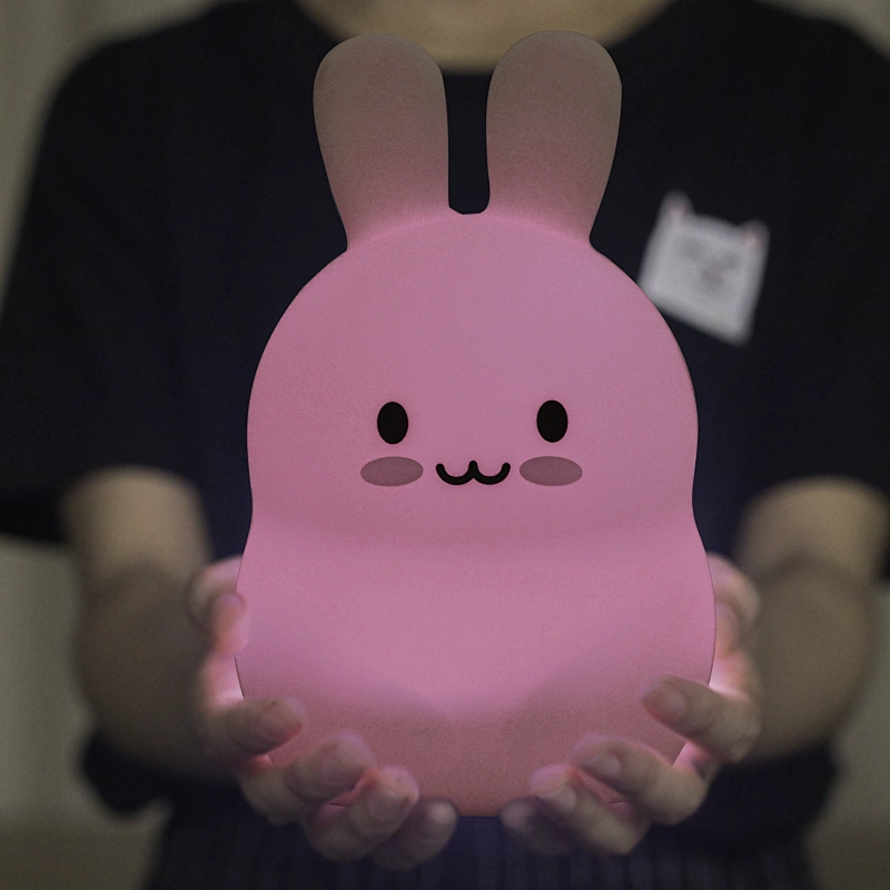 Portable cute animal silicone night light colorful rechargeable night lamp for kids