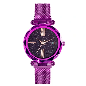 2019 high quality Luxury Women Wrist Watches Rose Gold Ladies Magnetic Star table Diamond Dial Quartz Watch