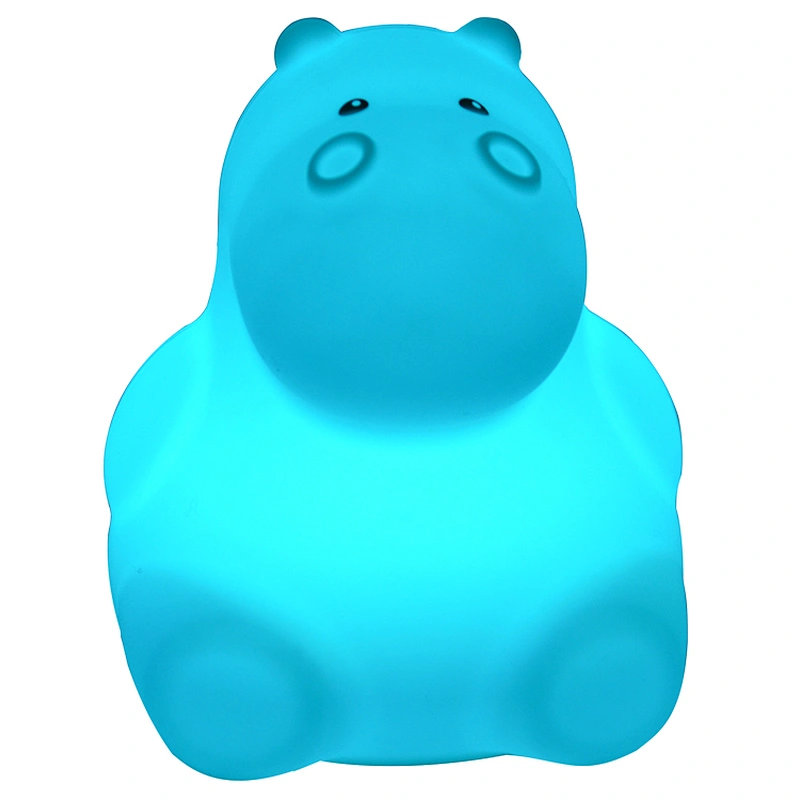 Colors Changing 3D LED RGB 9 Light  Kids Baby Silicone Hippo Shape Night Lights With USB Cable