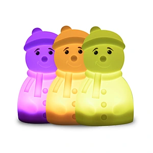 Custom Unique Silicone Snowman night light Colorful Gradient Baby Led Tap Night Light For Kids